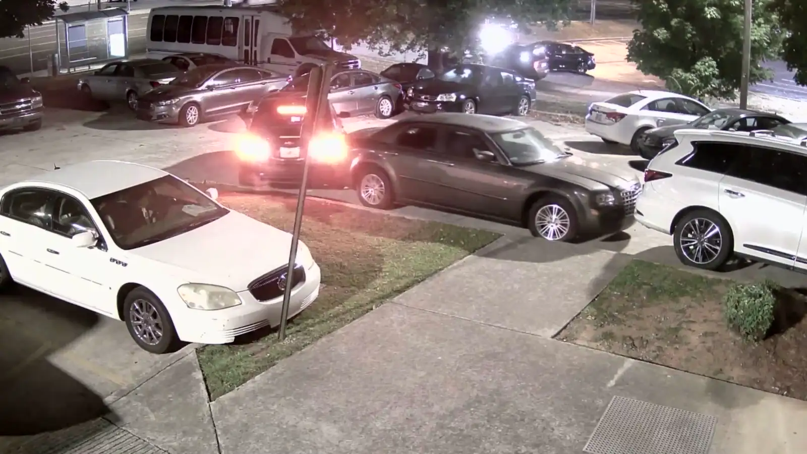 Owen Smart Video camera view of a commercial parking lot at night